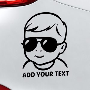 Baby on board car sticker cool baby boy with sunglasses
