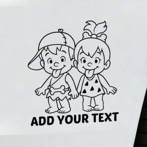 Funny caveman boy and girl with tongues out