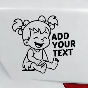 Laughing little girl sitting with pigtails decal