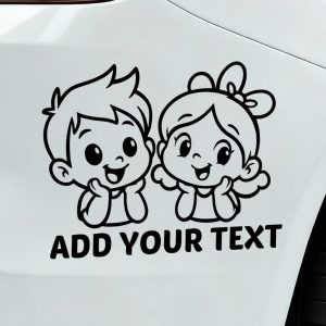 baby on board car sticker cute boy and girl smiling faces