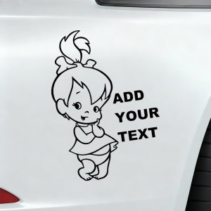 baby on board car sticker cute cavegirl