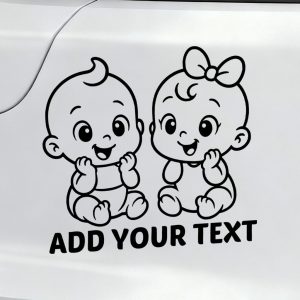 baby on board car sticker cute twin babies sitting smiling