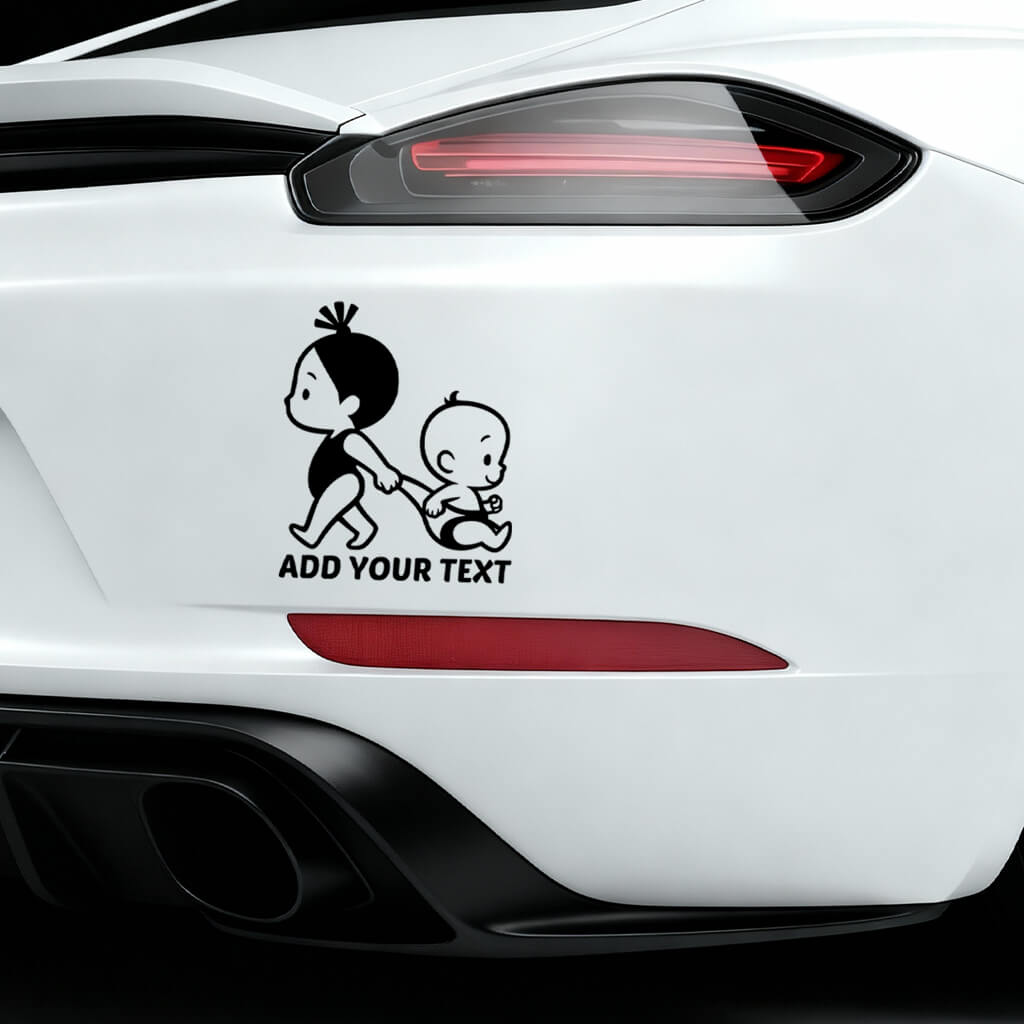 cute baby on board vinyl sticker siblings playful diaper pull