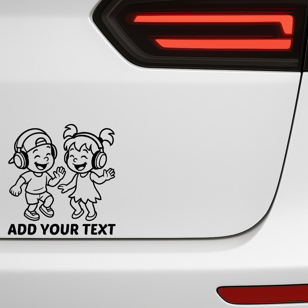 playful music themed kids decal with smiling cartoon design