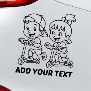 playful kids on scooters smiling